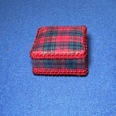 Red Tartan Footstool Handmade in UK