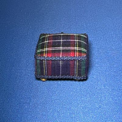 Navy Tartan Footstool Handmade in UK