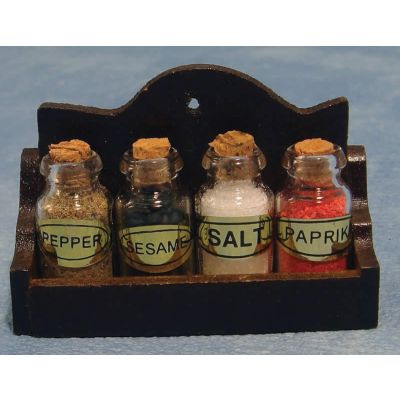 Wooden 4 Spice Jar Rack