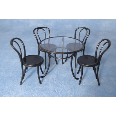 Black Metal Table and Chair Set