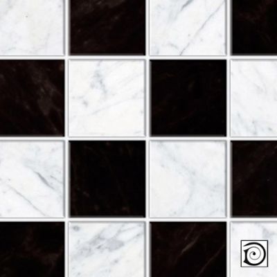 Black and white square tiles,  Embossed A3 card                