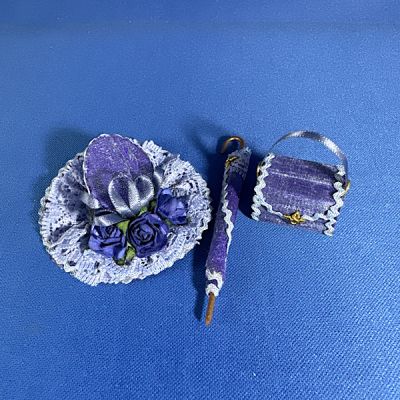 Lavender Hat, Parasol & Bag Set Handmade