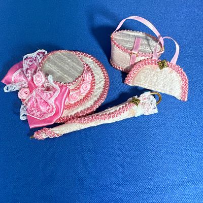 Light Pink Hat, Parasol & Bags Set