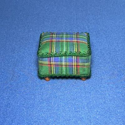 Green Tartan Footstool Handmade in UK