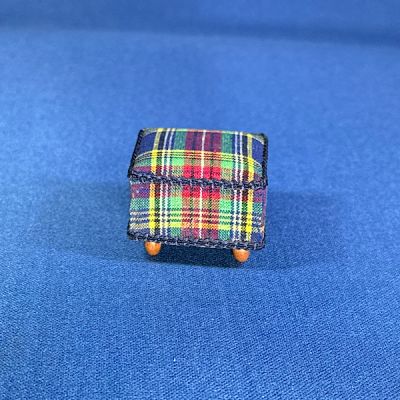 Blue/Green Tartan Footstool Handmade in UK