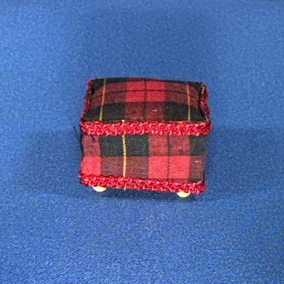 Red/Black Tartan Footstool Handmade in UK