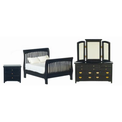 Luxury Bedroom Set, 3 pcs (Black)               